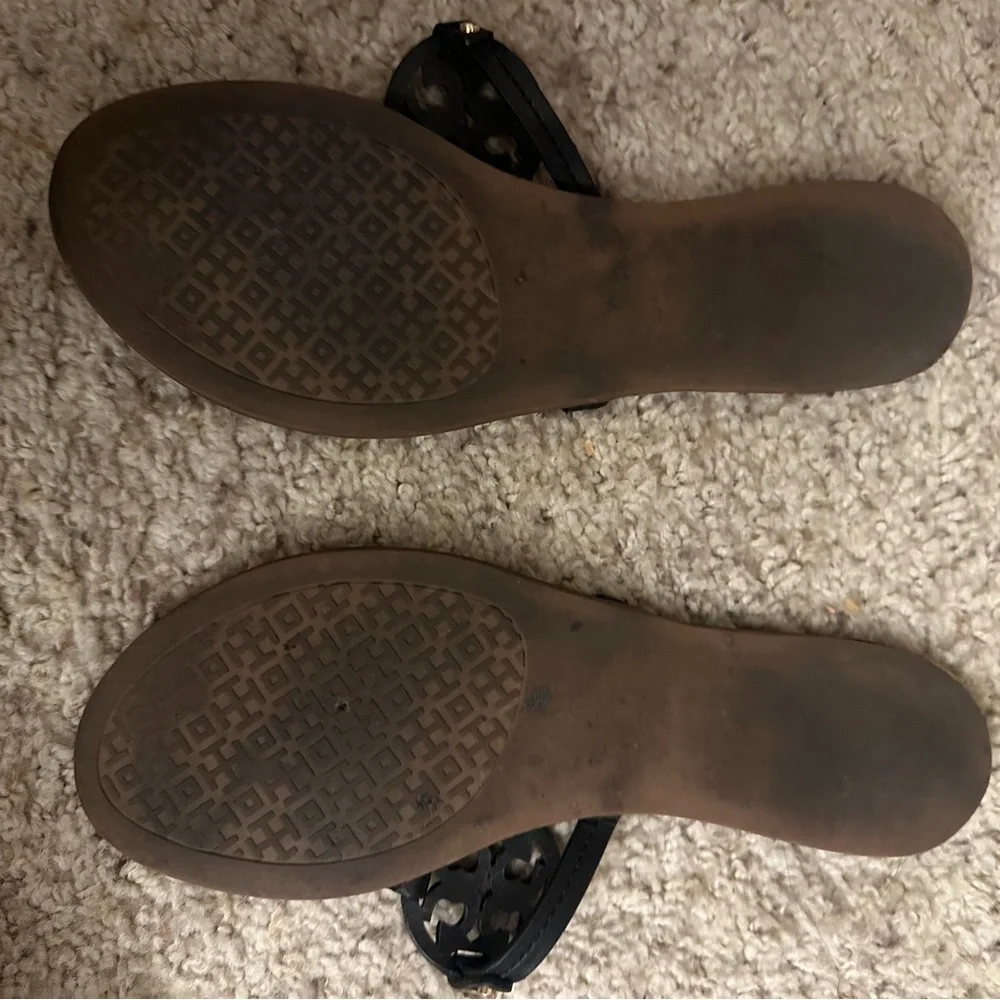 Tory Burch Black Miller Leather Thong Sandals